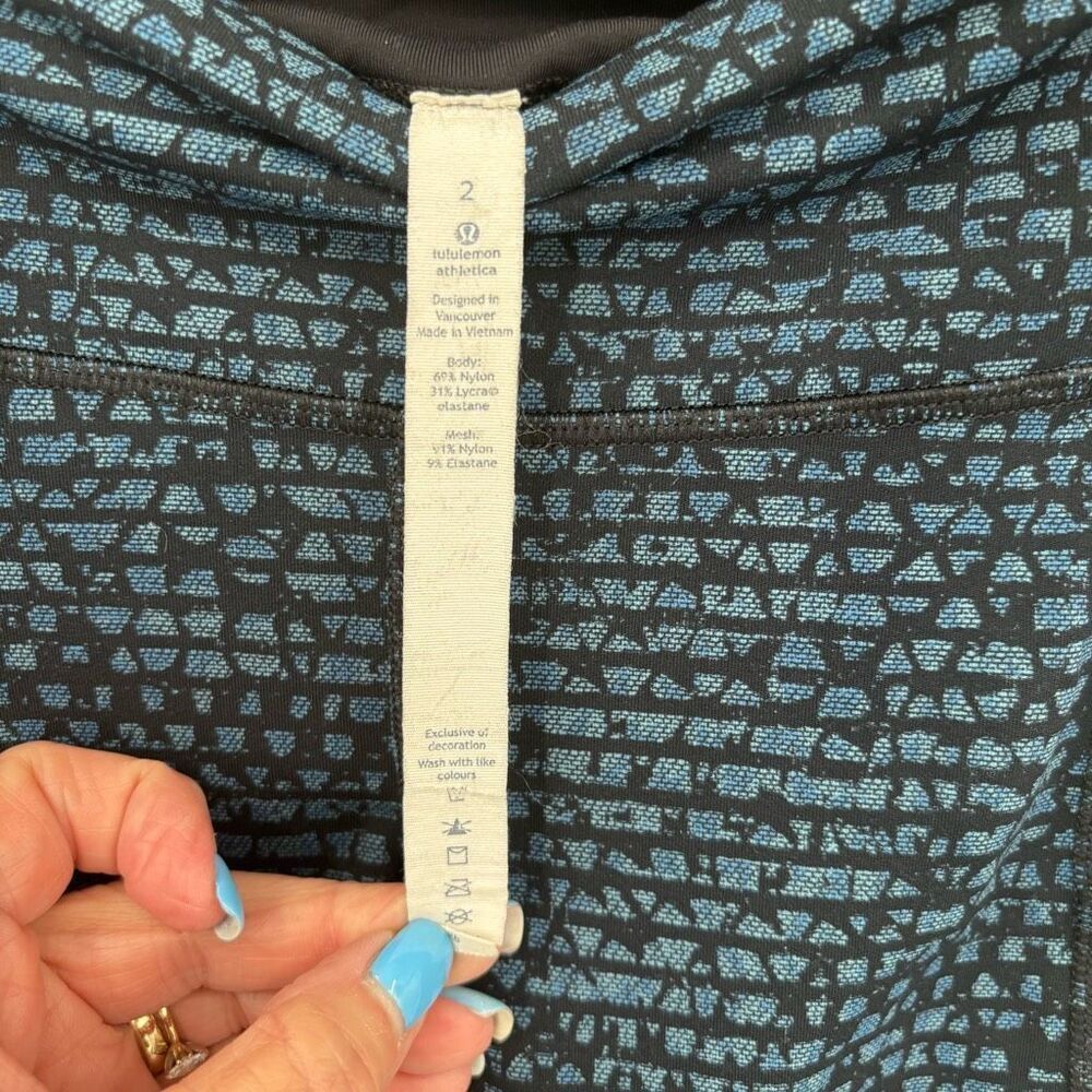 Lululemon Pace Rival Crop 19" Leggings Shatter Weave Teal Lake / Black Size‎ 2 - Picture 14 of 14